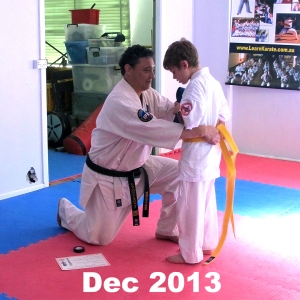 Getting his yellow belt